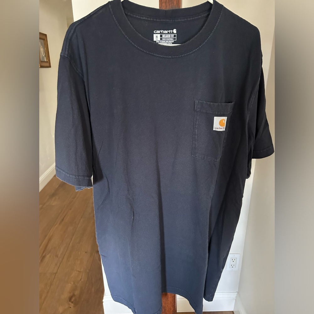 Carhartt Men’s T-Shirt Relaxed Fit with Front Pocket Color Navy Blue SizeXL Tall